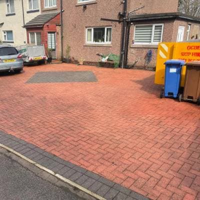 Restored stone patio following jet wash treatment