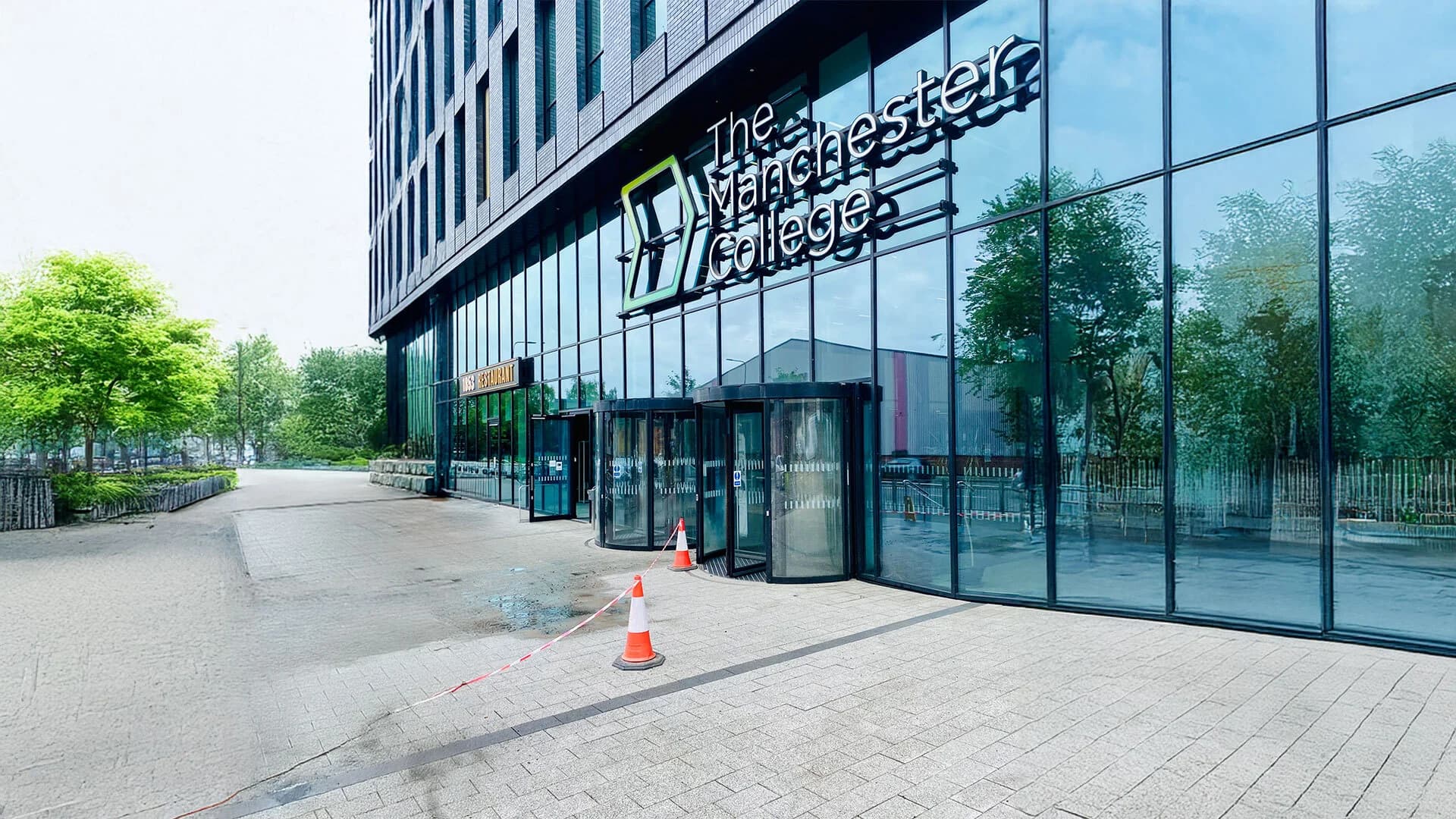 Technician jet washing a residential patio