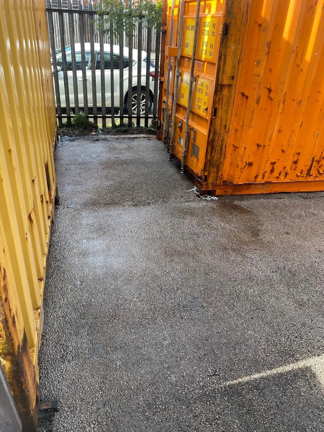Commercial service-yard hardstanding after cleaning