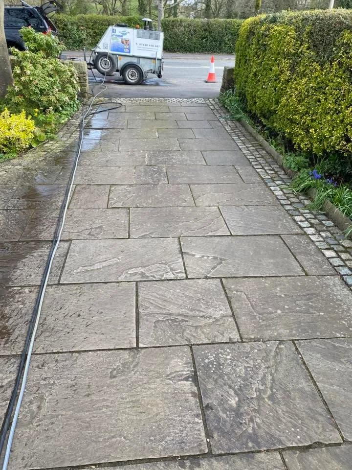 Dark weathering along natural-stone paving joints