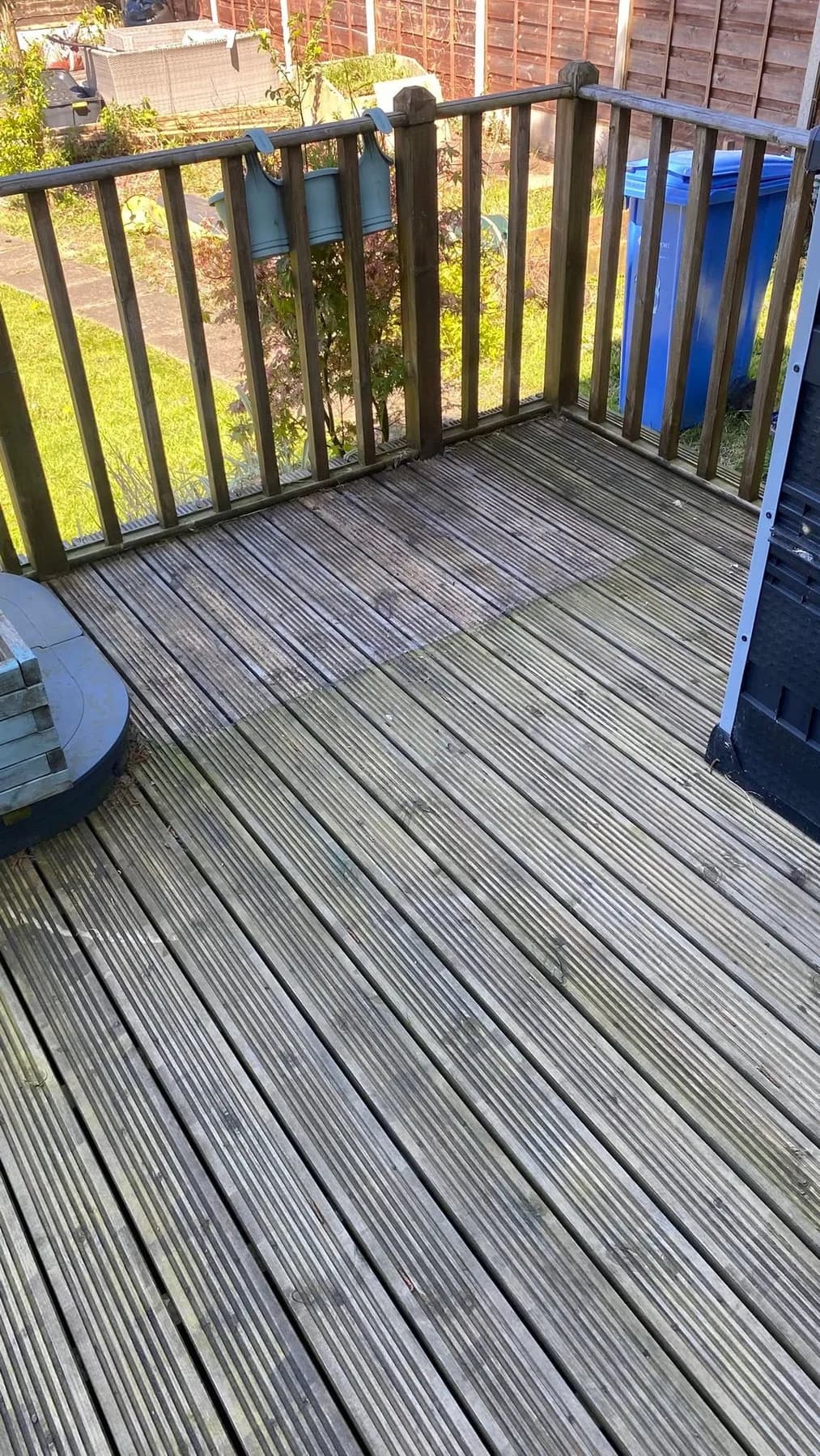 Cleaned timber decking and steps