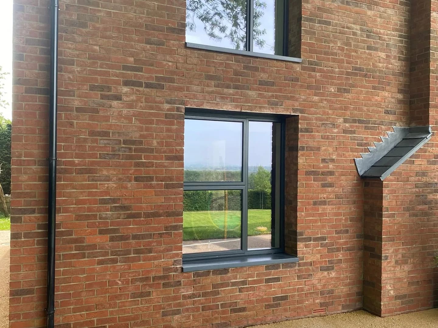 Clean brick exterior wall and window